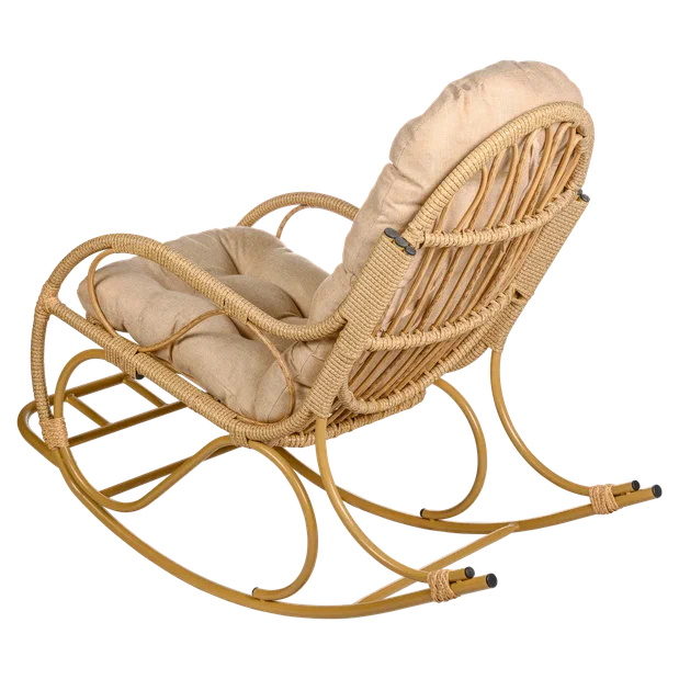 Кресло качалка с подножкой из искусственного ротанга, бамбук